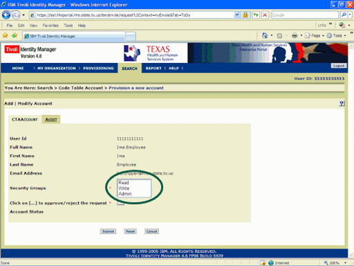 Screenshot of the Provision new account page