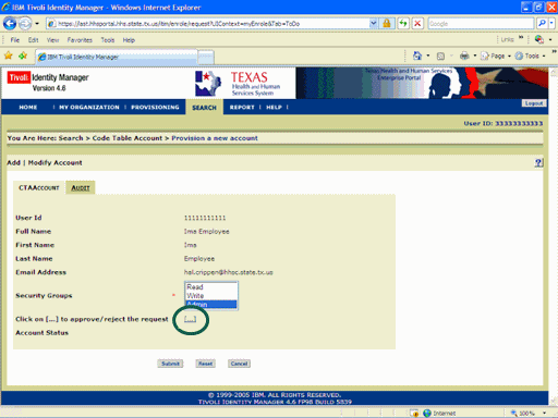 Screenshot of the Provision new account page