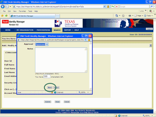 Screenshot of the The Request Disposition window