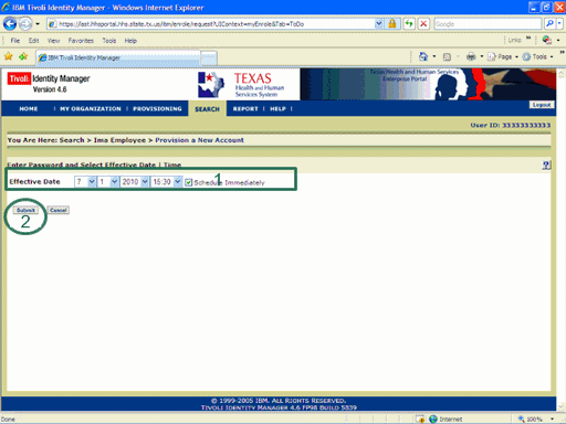 Screenshot of the Schedule page