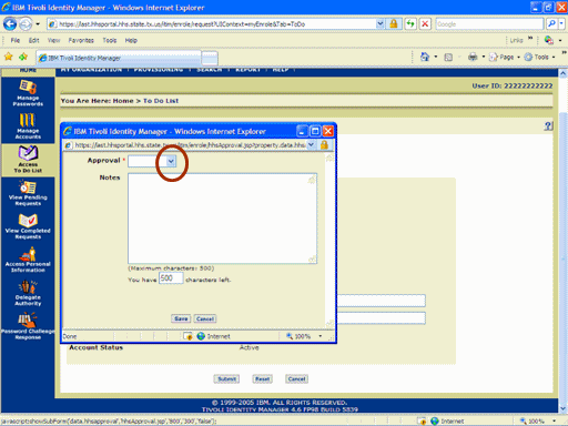 Screenshot of Request Disposition window