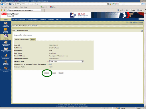 Screenshot of the Request for Information page