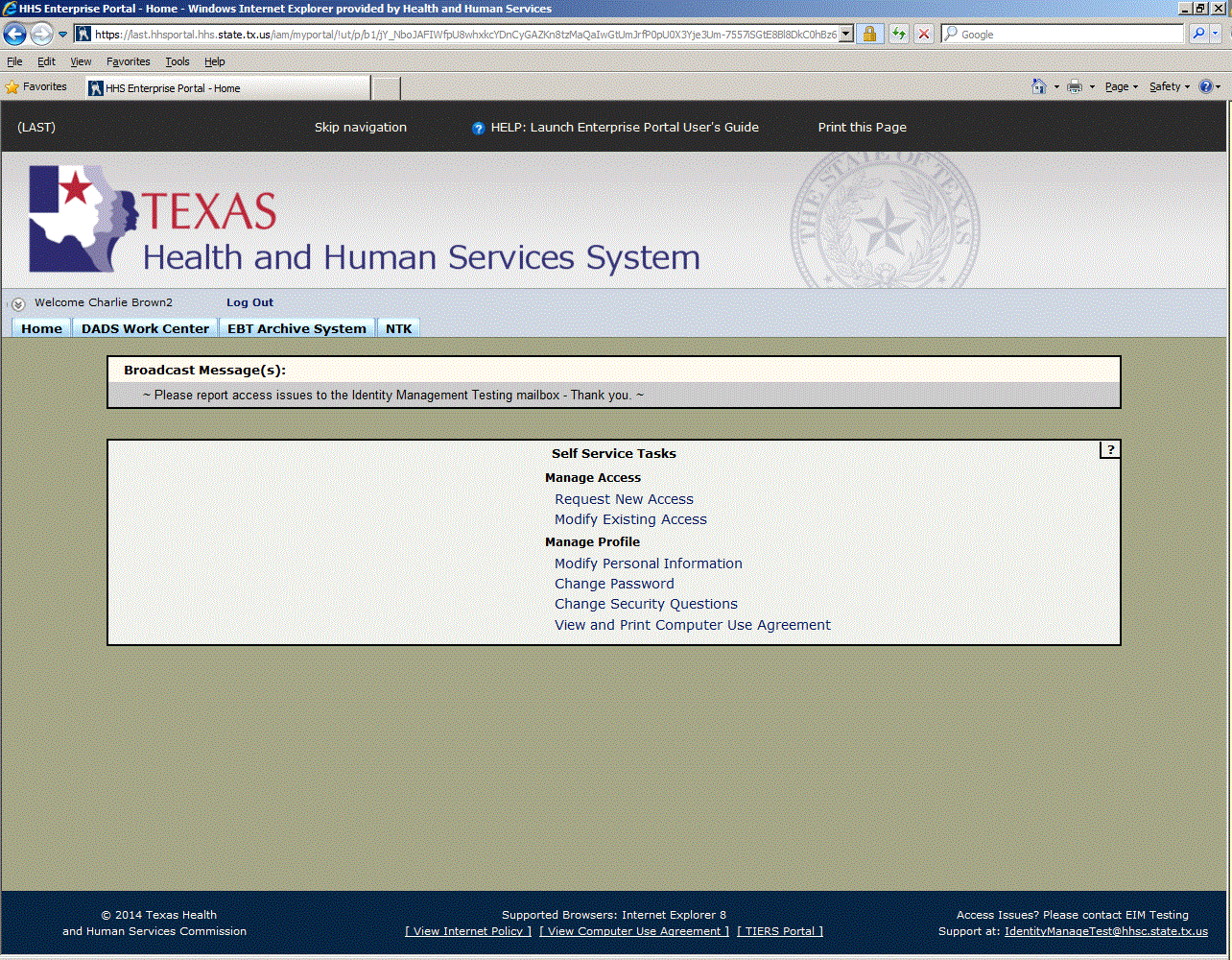 Screenshot of Request Confirmation Page