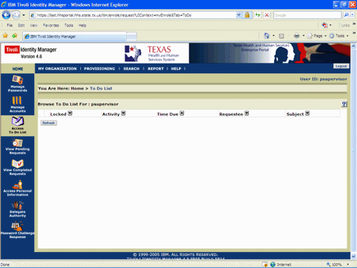 Screenshot of ITIM To Do List